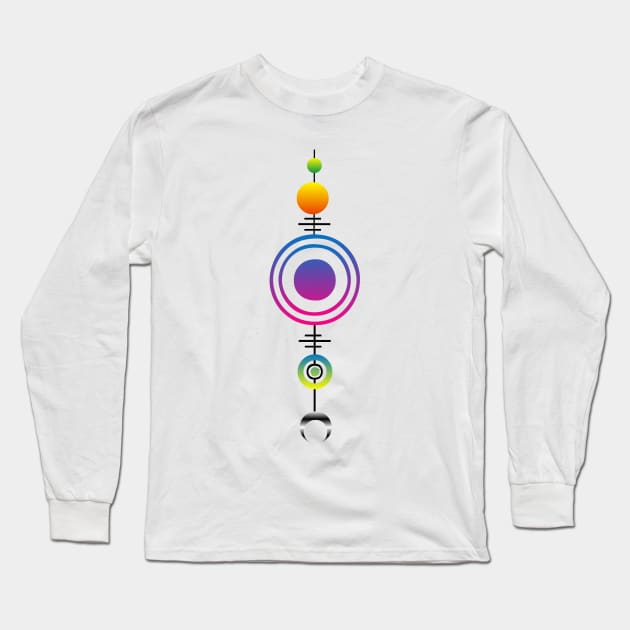 Geometric art of planets and moon Long Sleeve T-Shirt by SAMUEL FORMAS